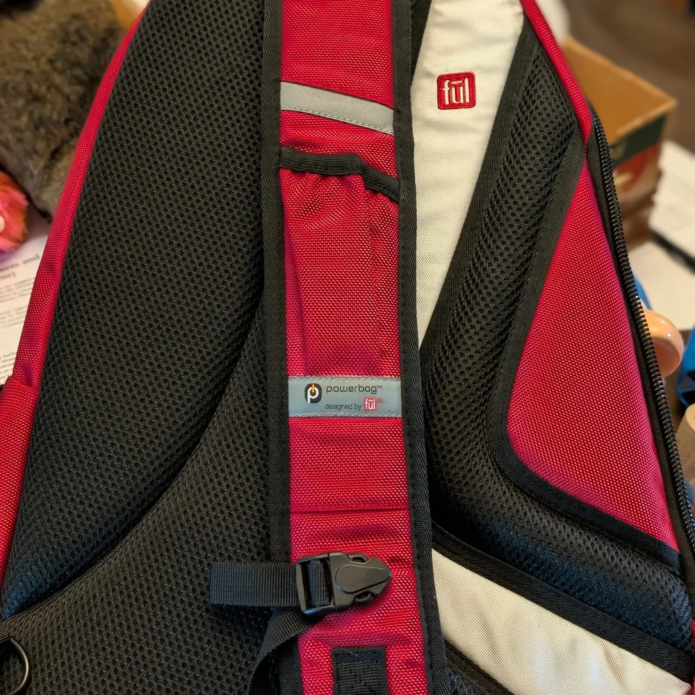 Quilted Red Men’s Backpack with Black Trim